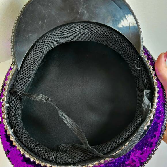 Steampunk Commander Hat – Purple Sequin with Kaleidoscope Goggles - Picture 6 of 6